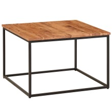 Couchtisch >WL6.361< in Akazie / schwarz, Massivholz / Metall - 60x41x60 (BxHxT)