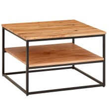 Couchtisch >WL6.363< in Akazie / schwarz, Massivholz / Metall - 60x41x60 (BxHxT)