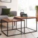 Satztisch >WL6.364< (2-teilig) in Akazie, Massivholz / Metall - 60x46x60 (BxHxT)