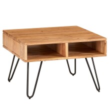Couchtisch >WL6.367< in Akazie / schwarz, Massivholz / Metall - 60x40x60 (BxHxT)