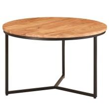 Couchtisch >WL6.368< in Akazie / schwarz, Massivholz / Metall - 38x60cm (HxT)