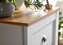 Schubkastenkommode >WL6.379< in Weiß / Eiche Dekor - 53x114x39 (BxHxT)