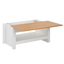 Couchtisch >WL6.382< in Weiß / Eiche Dekor, Holzwerkstoff - 85x45x47cm (BxHxT)