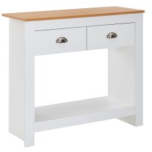 Konsolentisch >WL6.386< in Weiß / Eiche Dekor, Holzwerkstoff - 85x76x35 (BxHxT)