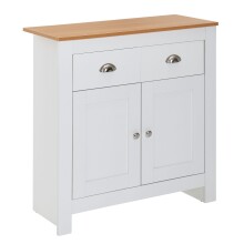 Kommode >WL6.387< in Weiß / Eiche Dekor, Holzwerkstoff - 79x81x35cm (BxHxT)
