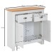 Kommode >WL6.387< in Weiß / Eiche Dekor, Holzwerkstoff - 79x81x35cm (BxHxT)