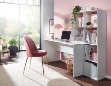 Regal-Schreibtisch >WL6.391< in Weiß, Holzwerkstoff - 170x144x59cm (BxHxT)