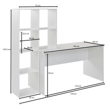 Regal-Schreibtisch >WL6.391< in Weiß, Holzwerkstoff - 170x144x59cm (BxHxT)