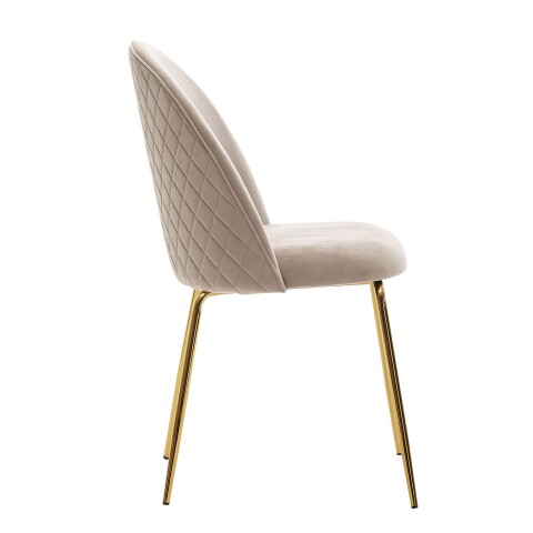Esszimmerstuhl >WL6.402< (2er-Set) in Beige / gold, Samt