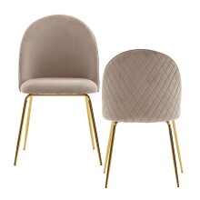 Esszimmerstuhl >WL6.402< (2er-Set) in Beige / gold,...