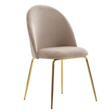 Esszimmerstuhl >WL6.402< (2er-Set) in Beige / gold, Samt - 53x87x50cm (BxHxT)