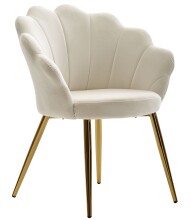 Sessel >WL6.438< in Weiß / Gold, Samt - 47,5x80x53cm (BxHxT)