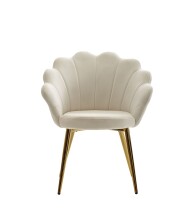 Sessel >WL6.438< in Weiß / Gold, Samt - 47,5x80x53cm (BxHxT)