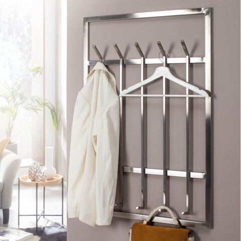 Wandgarderobe >WL6.442< in matt poliert, Metall - 60x100x8cm (BxHxT)