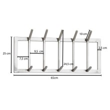Wandgarderobe >WL6.443< in matt poliert, Metall - 65x30x10cm (BxHxT)