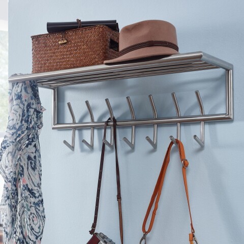 Wandgarderobe >WL6.448< in poliert, Metall - 75x29x30cm (BxHxT)