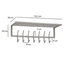 Wandgarderobe >WL6.448< in poliert, Metall - 75x29x30cm (BxHxT)