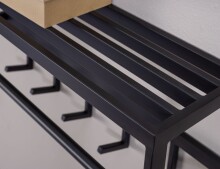 Wandgarderobe >WL6.449< in Schwarz, Metall - 70x20x20cm (BxHxT)