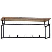 Wandgarderobe >WL6.450< in Mango, Massivholz / Metall - 71x29x20cm (BxHxT)