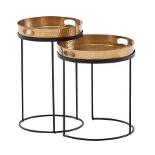 Satztisch >WL6.459< (2-teilig) in Gold / Schwarz, Metall - 45x38cm (HxD)