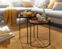 Satztisch >WL6.459< (2-teilig) in Gold / Schwarz, Metall - 45x38cm (HxD)