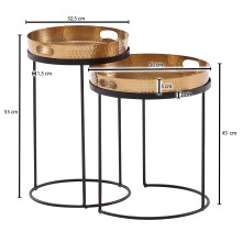 Satztisch >WL6.459< (2-teilig) in Gold / Schwarz, Metall - 45x38cm (HxD)