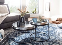Satztisch >WL6.462< (2-teilig) in Silber / Schwarz, Metall - 33x56cm (HxD)
