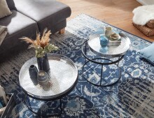 Satztisch >WL6.462< (2-teilig) in Silber / Schwarz, Metall - 33x56cm (HxD)