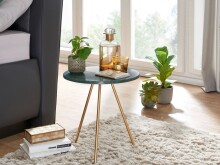 Beistelltisch >WL6.463< in Baroda Grün / gold, Marmor / Metall - 44x38cm (HxD)