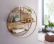 Wandregal >WL6.476< in gold, Metall + Mango / Rattan - 17x62cm (TxD)