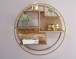 Wandregal >WL6.476< in gold, Metall + Mango / Rattan - 17x62cm (TxD)