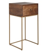Nachtkonsole >WL6.478< in Mango / Gold, Massivholz / Metall - 40x75x35cm (BxHxT)