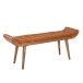 Sitzbank >WL6.479< in Braun / Mango, Echtleder / Massivholz - 125x50x38 (BxHxT)