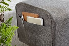 Sitzbank >WL6.480< in Grau / Mango, Stoff / Massivholz - 120x56x30cm (BxHxT)