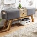 Sitzbank >WL6.480< in Grau / Mango, Stoff / Massivholz - 120x56x30cm (BxHxT)