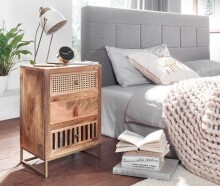 Nachtkommode >WL6.482< in Mango, Massivholz - 40x60x30cm (BxHxT)