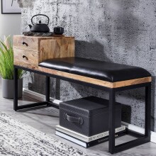 Sitzbank >WL6.483< in Mango / schwarz - 100x60x35 (BxHxT)