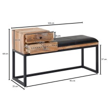 Sitzbank >WL6.483< in Mango / schwarz - 100x60x35 (BxHxT)