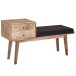 Sitzbank >WL6.485< in Schwarz, Massivholz / Metall / Stoff - 120x65x40cm (BxHxT)