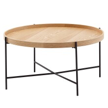 Couchtisch >WL6.493< in Eiche / schwarz, furniert / Metall - 40x78cm (HxD)