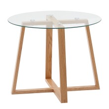 Couchtisch >WL6.494< in Eiche, Glas / Massivholz - 47x58cm (HxD)