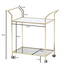 Servierwagen >WL6.505< in Gold, Metall / Glas - 73x78x37cm (BxHxT)