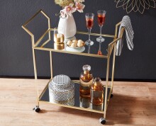Servierwagen >WL6.505< in Gold, Metall / Glas - 73x78x37cm (BxHxT)