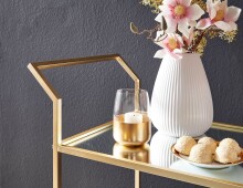 Servierwagen >WL6.505< in Gold, Metall / Glas - 73x78x37cm (BxHxT)