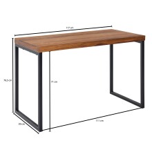 Schreibtisch >WL6.518< in Sheesham / schwarz - 117x77x59 (BxHxT)