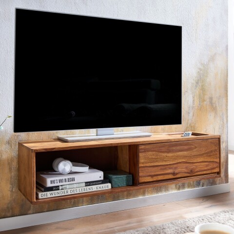 Lowboard >WL6.524< hängend, in Sheesham, Massivholz - 108x25x34cm (BxHxT)