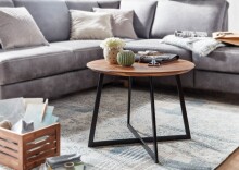 Couchtisch >WL6.526< in Sheesham, Massivholz / Edelstahl - 45x60cm (HxD)