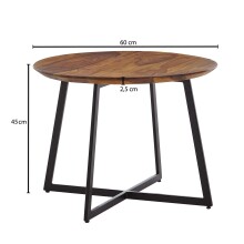 Couchtisch >WL6.526< in Sheesham, Massivholz / Edelstahl - 45x60cm (HxD)