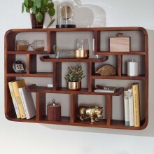 Wandregal >WL6.529< in Sheesham, Massivholz - 80x55x12cm (BxHxT)