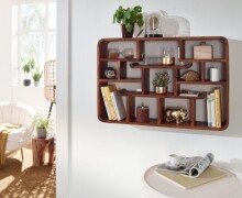 Wandregal >WL6.529< in Sheesham, Massivholz - 80x55x15cm (BxHxT)